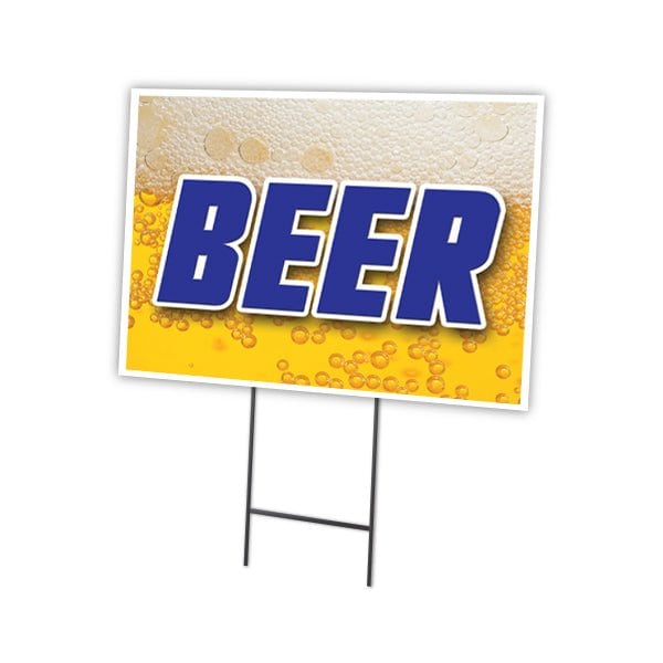 Beer Yard Sign & Stake outdoor plastic coroplast window, C-1824-DS-Beer